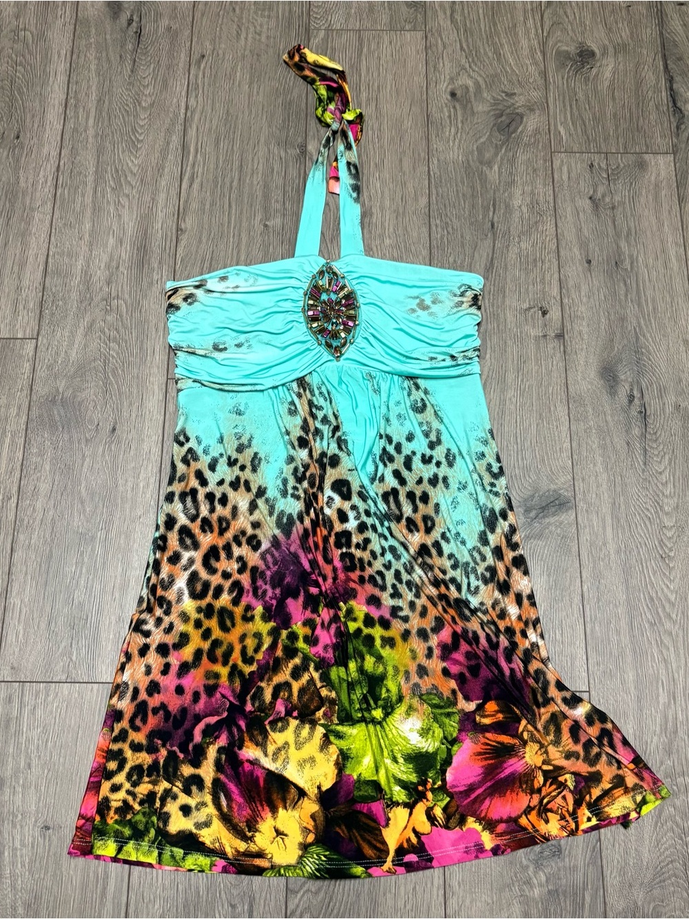 Y2K funky mini halter dress medium